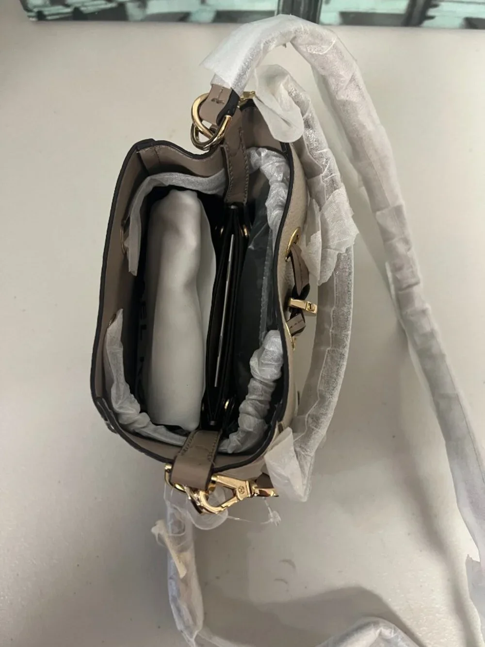MK Mercer Gallery XS Bucket Bag 32S0GZ5C0T Sand Multi Leather Crossbody